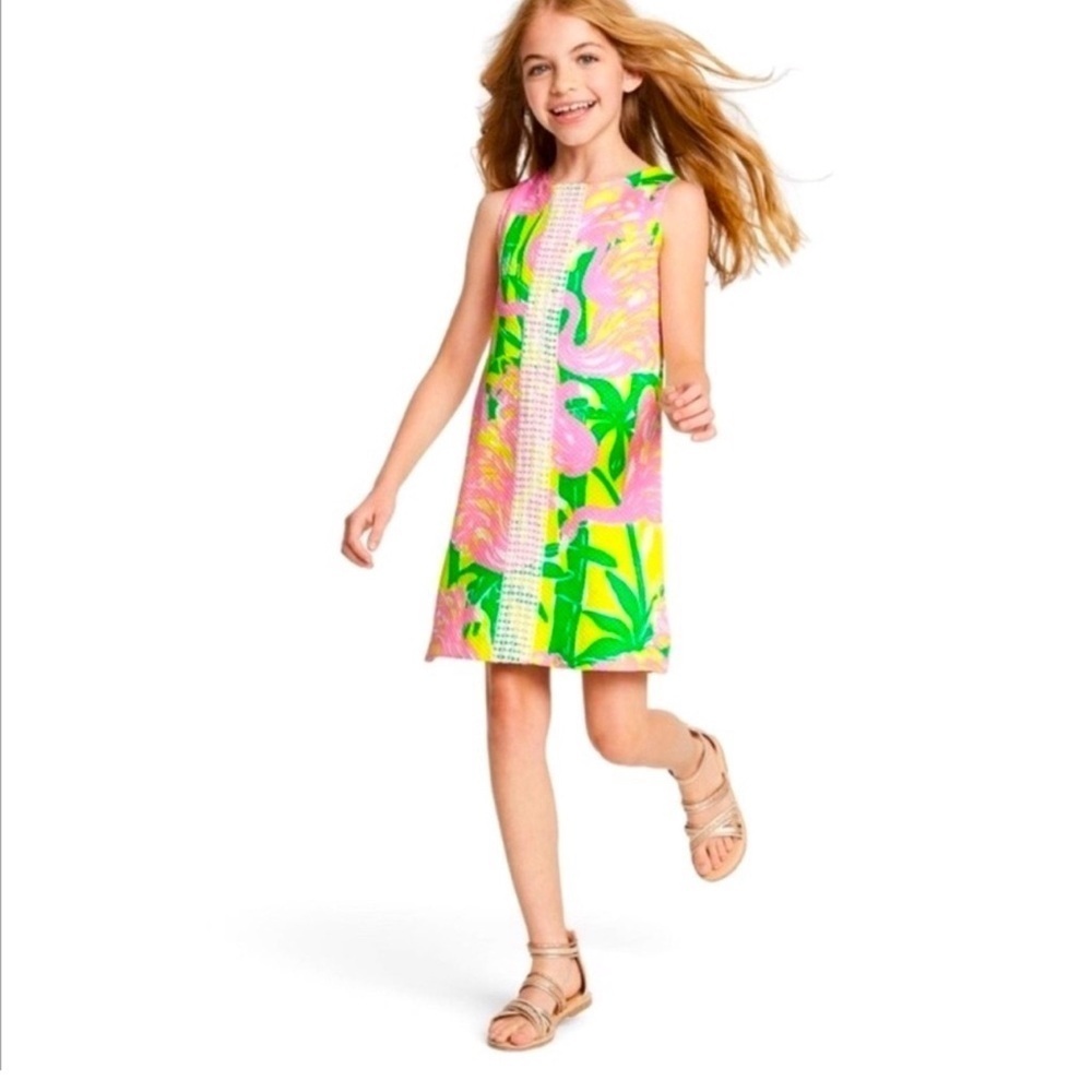 NEW! Lilly Pulitzer for Target Fan Dance Flamingo Shift Dress Girls SZ L (10-12)